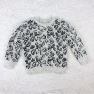 2/$10 Fuzzy White Leopard Print Christmas Sweater